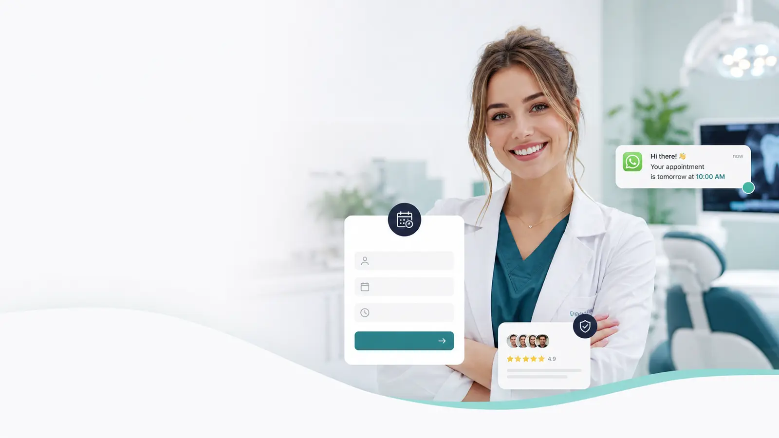 Recepción dental profesional de la demo Sonrisa Nova